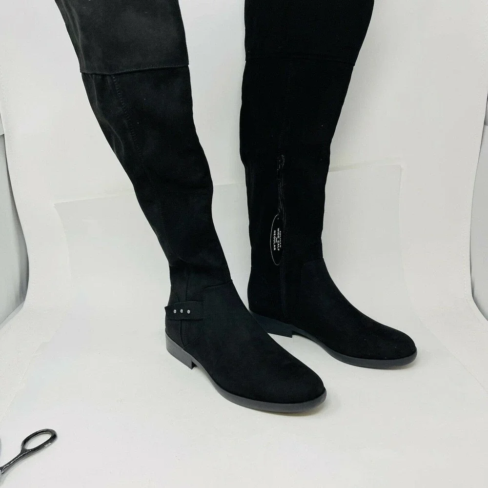 New Style & Co. Womens Lessah Vegan Closed Toe Over Knee‎ Black 6.5M Stud NIB